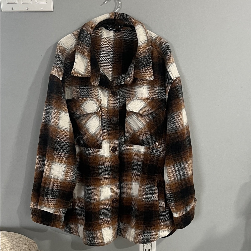 Members Mark Plaid Button-Up Fall Jacket Size XXL